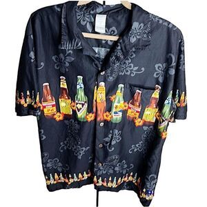 ❤️Vintage Palmwave Hawaiian Beer Bottles Hawaiian Art Button Down Casual Shirt